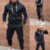 Compleu sport pentru barbati cu imprimeu modern-negru cod 6880