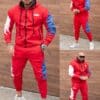 Compleu vatuit pentru barbati cu imprimeuri multicolor-rosu cod 630-1