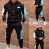 Compleu vatuit pentru barbati cu imprimeuri multicolor-negru cod 630