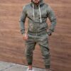 Compleu sport pentru barbati din plus cu inscriptii Paris-kaki cod 2125-1