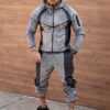 Compleu sport pentru barbati din plus cu platca contrastanta-gri cod 2117-2
