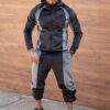 Compleu sport pentru barbati din plus cu platca contrastanta-negru cod 2117