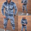 Compleu sport pentru barbati din plus cu banda contrastanta-gri cod 26219-1