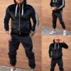 Compleu sport pentru barbati din plus cu banda contrastanta-negru cod 26219