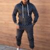 Compleu sport pentru barbati din plus cu imprimeu modern-negru cod 2126