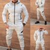 Compleu vatuit pentru barbati cu gluga pe dupa model Nike-gri cod 150-1