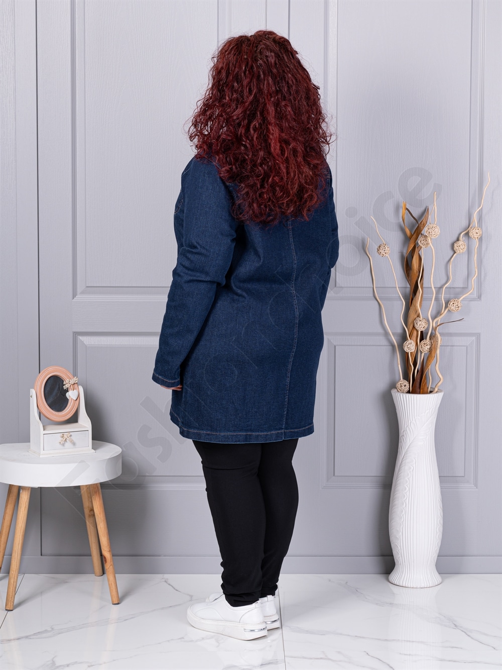 Trenci maxi gros de dama din denim elastic cod 26231
