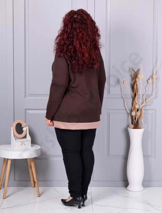 Tunica maxi eleganta cu guler si nasturi-maro cod 1475-4