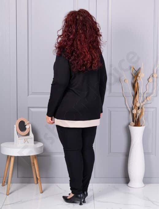 Tunica maxi eleganta cu guler si nasturi-negru cod 1475-3