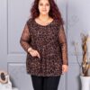 Tunica maxi din tull elastic cu imprimeu leopard-maro 10110-3