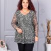 Tunica maxi din tull elastic cu imprimeu leopard-kaki 10110-2
