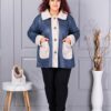 Palton maxi elegant din velur eco si caracul-parlament cod 9830-3