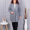 Cardigan maxi lung din tricotaj cu textură-gri cod 25802-3