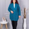 Cardigan maxi lung din tricotaj cu textură-petrol cod 25802-1