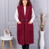 Vesta maxi elegant din bucle cu inchidere moderna-bordo cod 2184-4