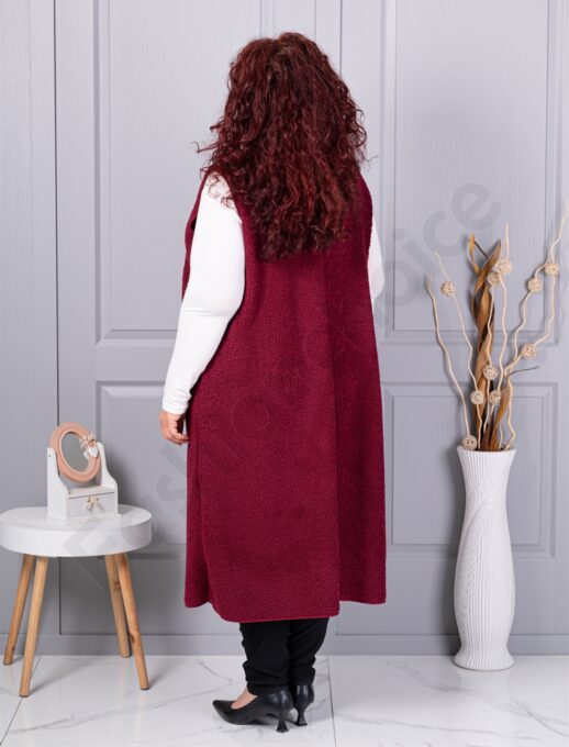Vesta maxi elegant din bucle cu inchidere moderna-bordo cod 2184-4