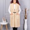 Vesta maxi elegant din bucle cu inchidere moderna-bej cod 2184-3