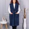 Vesta maxi elegant din bucle cu inchidere moderna-albastru inchis cod 2184-5