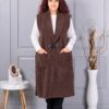 Vesta maxi elegant din bucle cu inchidere moderna-maro cod 2184-2