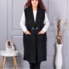 Vesta maxi elegant din bucle cu inchidere moderna-negru cod 2184