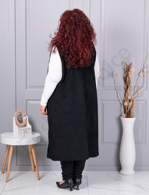Vesta maxi elegant din bucle cu inchidere moderna-negru cod 2184