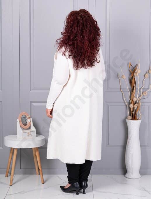 Vesta maxi elegant din bucle cu inchidere moderna-sampanie cod 2184-1