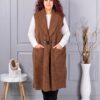 Vesta maxi elegant din bucle cu inchidere moderna-camel cod 2184-6