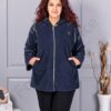 Palton maxi gros din bucle cu broderie pe maneci-albastru inchis cod 9843-4