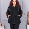 Palton maxi gros din bucle cu broderie pe maneci-negru cod 9843