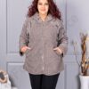 Palton maxi gros din bucle cu broderie pe maneci-moca cod 9843-1