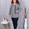 Jacheta maxi de dama din cașmir eco cu aplicatie-gri cod 9846-3