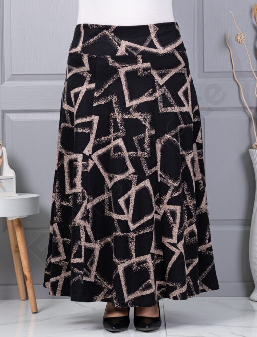 Fusta maxi din material gros in cloș cu figuri abstract-cod 26369-1