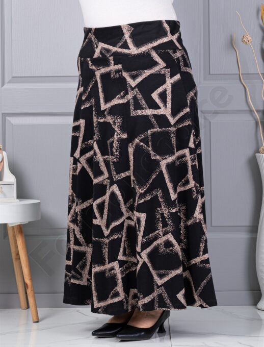 Fusta maxi din material gros in cloș cu figuri abstract-cod 26369-1