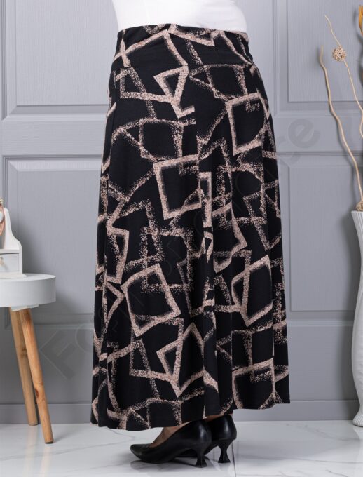 Fusta maxi din material gros in cloș cu figuri abstract-cod 26369-1
