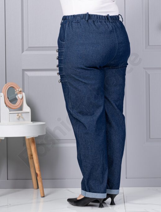 Blugi maxi din denim elastic brut cu nasturi decorativi cod 1310