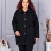 Palton maxi din bucle finut cu guler șal si buzunare-negru cod 9822