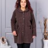 Palton maxi din bucle finut cu guler șal si buzunare-ciocolata cod 9822-4