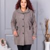 Palton maxi din bucle finut cu guler șal si buzunare-moca cod 9822-3