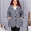 Palton maxi gros din bucle cu rever dublu-gri melanj cod 3112-1