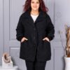 Palton maxi gros din bucle cu rever dublu-negru cod 3112