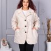 Palton maxi gros din bucle cu rever dublu-capucino cod 3112-3