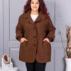 Palton maxi gros din bucle cu rever dublu-ciocolata cod 3112-2