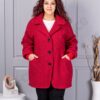 Palton maxi gros din bucle cu rever dublu-rosu cod 3112-4