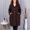 Palton maxi lung si gros din bucle cu buzunare-maro cod 6247-8