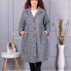 Palton maxi lung si gros din bucle cu buzunare-gri melanj cod 6247-2