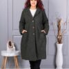 Palton maxi lung si gros din bucle cu buzunare-kaki cod 6247-4