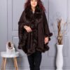 Pelerina maxi cocheta cu blana eco-ciocolata cod 293-1