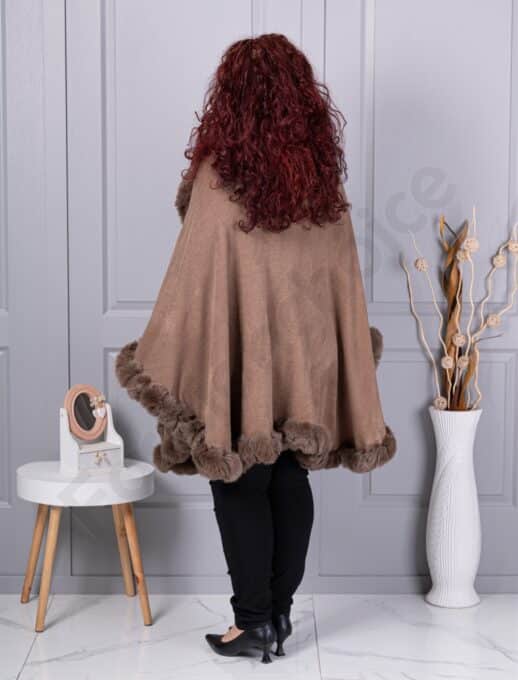 Pelerina maxi cocheta cu blana eco-moca cod 293-2