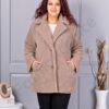 Palton maxi Teddy Bear cu rever dublu-moca cod 230159-1