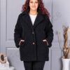 Palton maxi Teddy Bear cu rever dublu-negru cod 230159